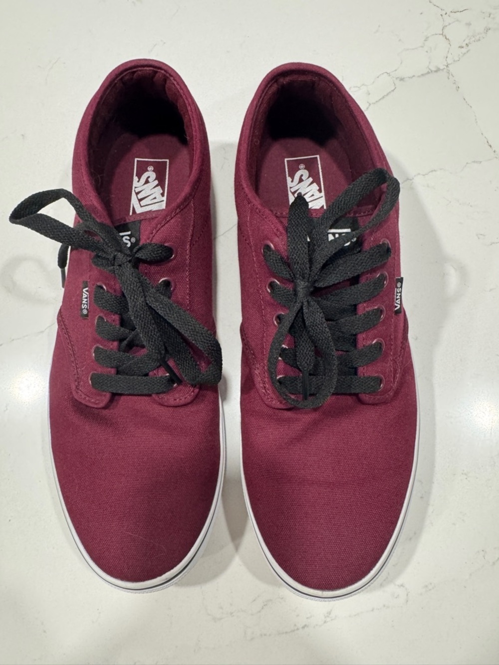 Vans Men’s Canvas Sneakers in Burgundy with Black Laces